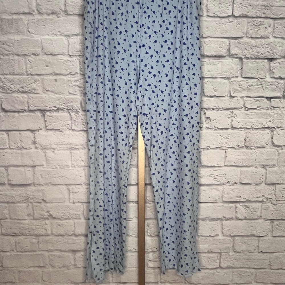 Free People intimately Lg ditsy floral blue ribbed pj lounge pants cottagecore